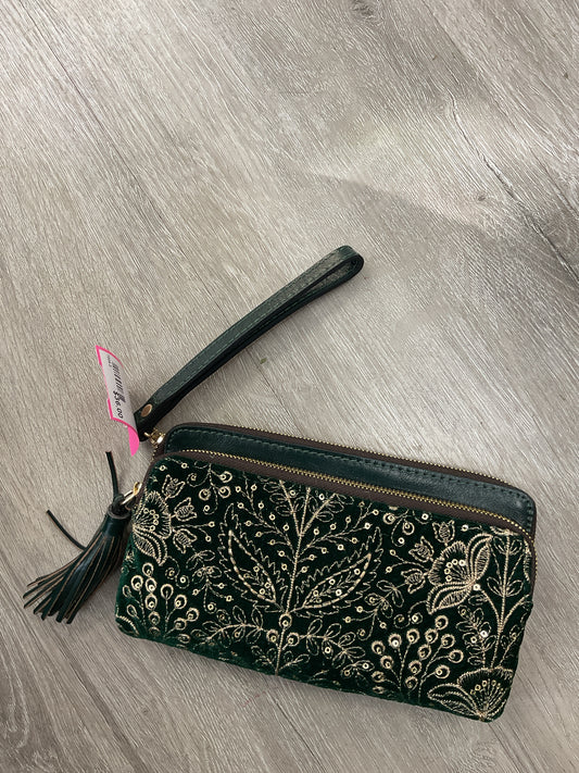 Patricia Nash Wallet double zip full size tassel gold embroidered velvet