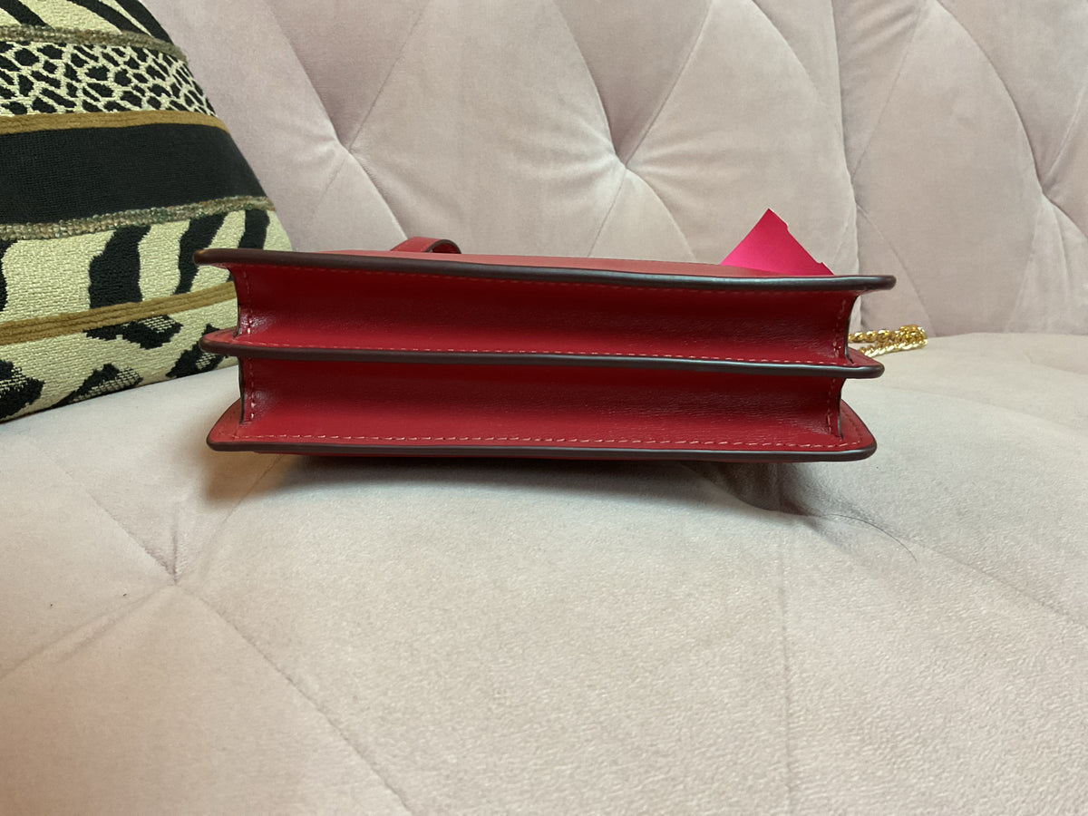 coach Purse Mini Klare CB123 7" x 5" x 2" Refined Calf Leather True Red Gold