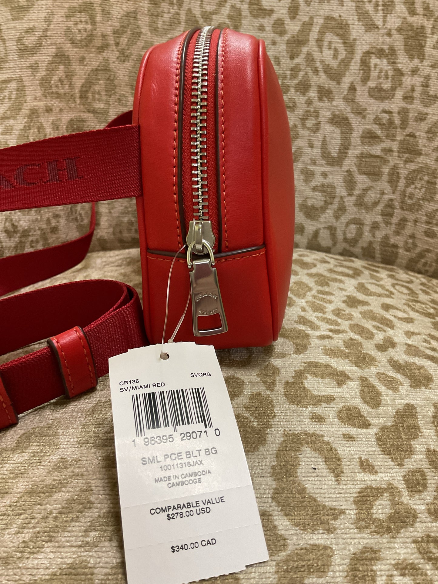 coach Purse Pace Belt Bag Unisex Fanny Pack Sling Bag In Red NEW