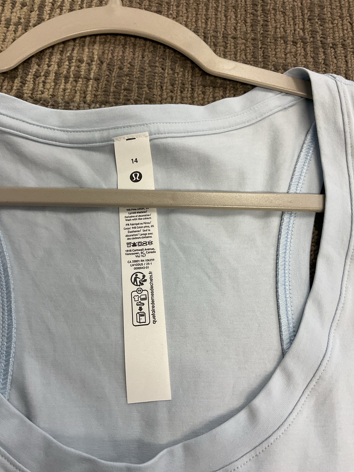 Lululemon Size 14 Blue tank top