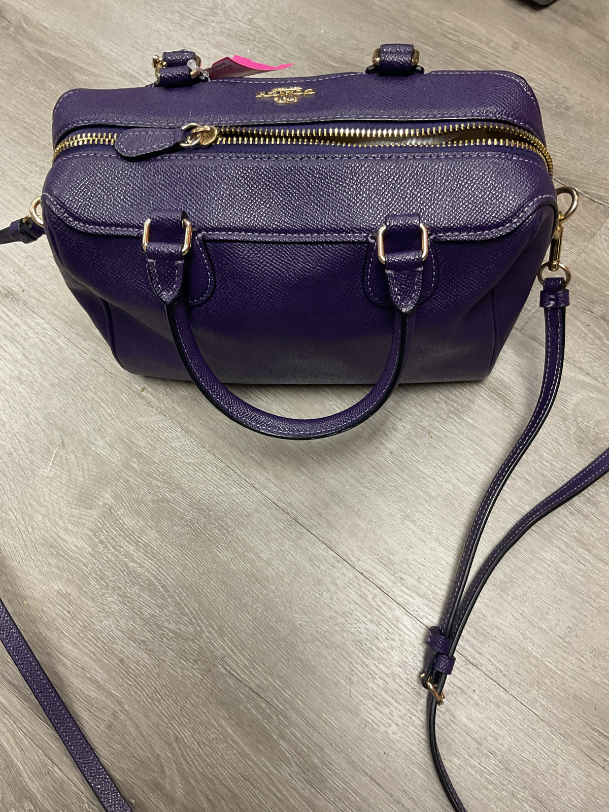 coach Purse purple Mini Bennett Satchel Crossgrain Leather Handbag Bag