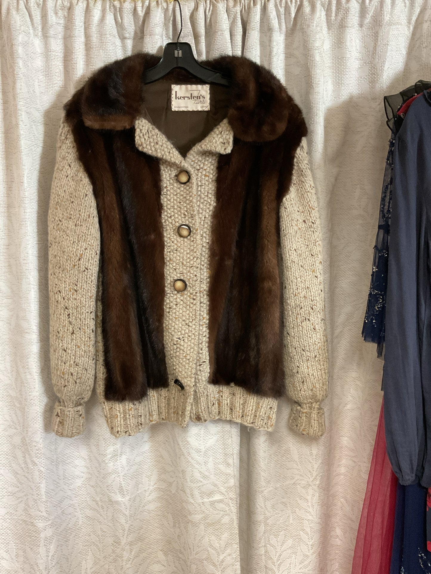 jacket knit wool and mink button down VINTAGE