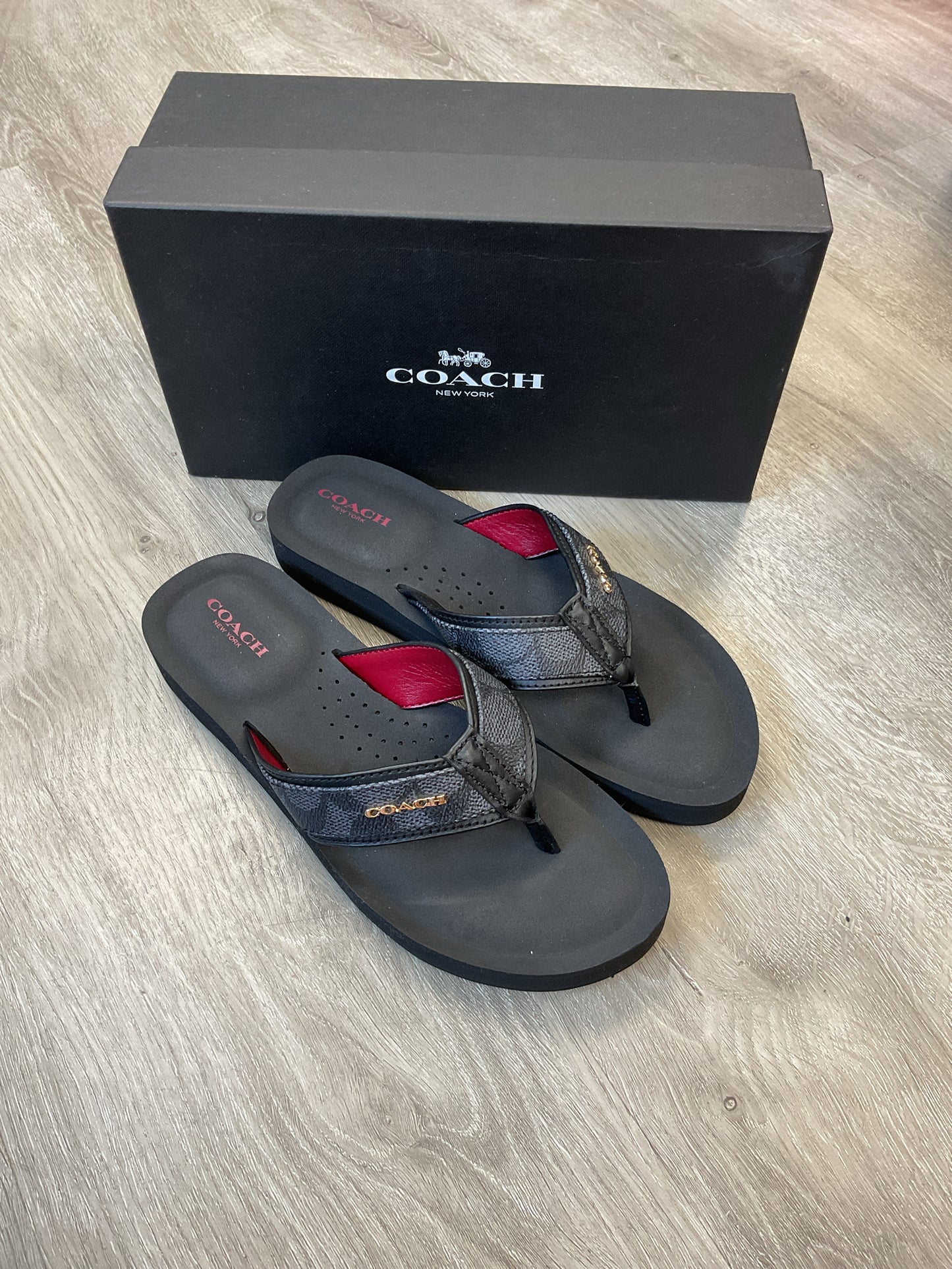 coach 7 Black Sandals Judy signiture thong comfy!