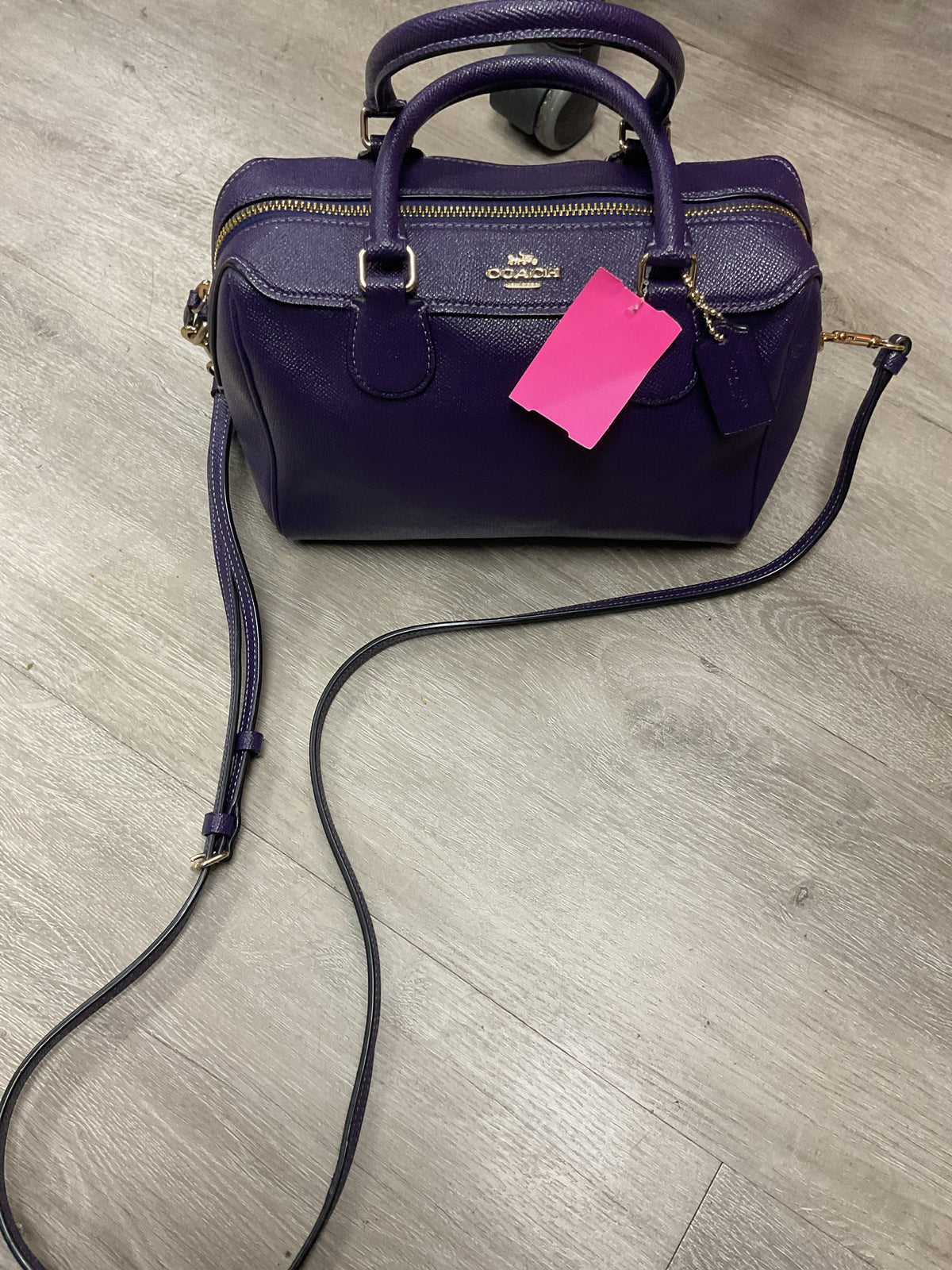 coach Purse purple Mini Bennett Satchel Crossgrain Leather Handbag Bag