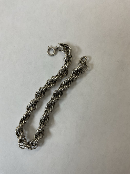 Sterling Silver Bracelet rope twist chain bracelet 14.4g & 7.25" long