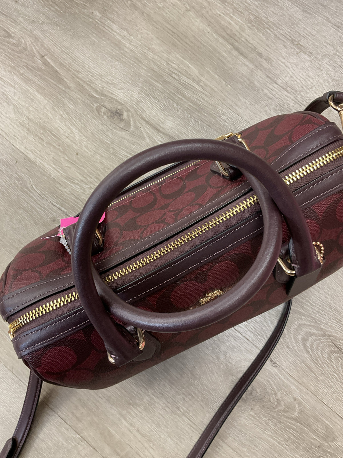 coach Purse Rowan Satchel burgundy Signature Canvas Bag CH280