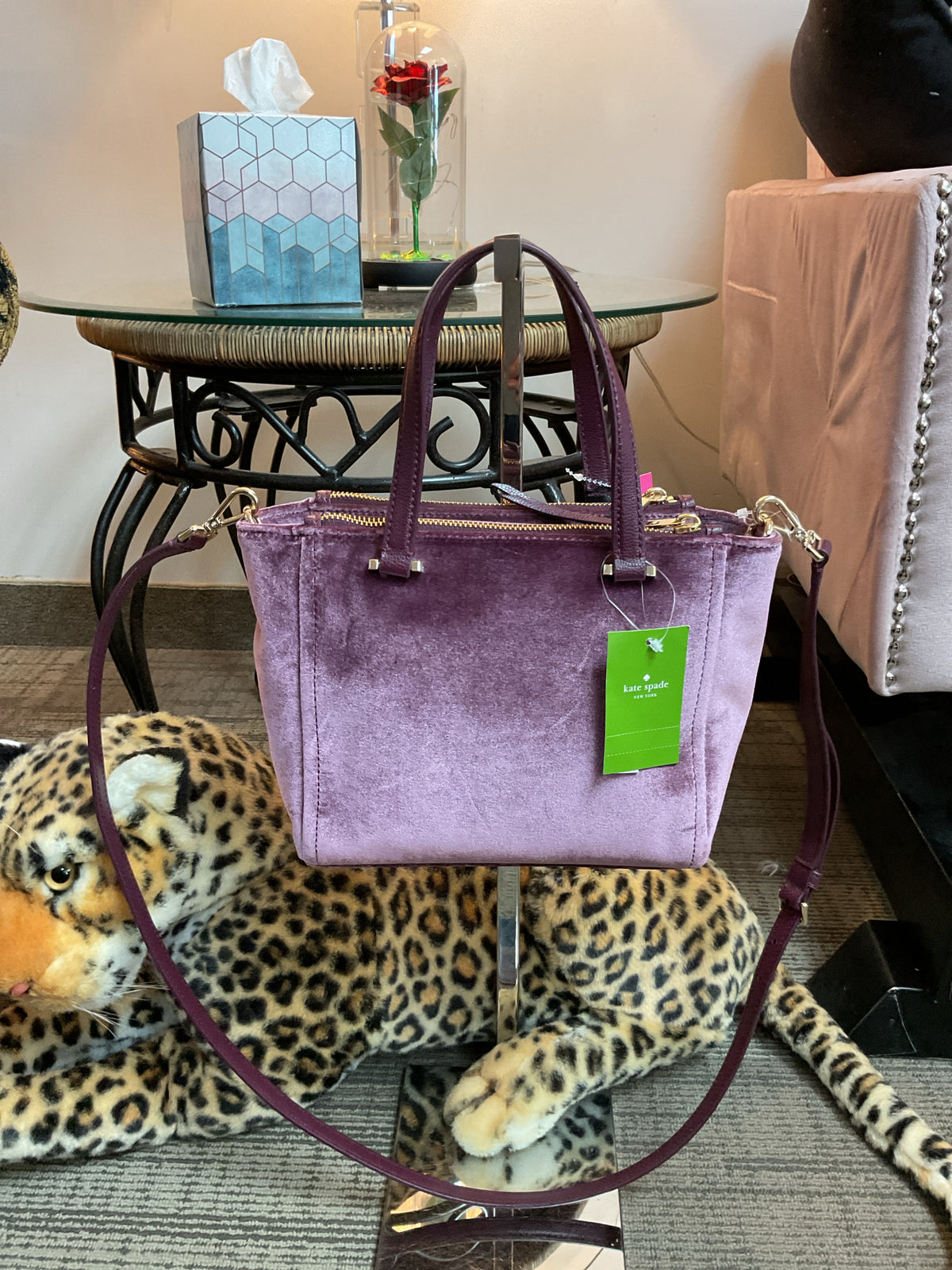 Kate Spade Purse Dawn Place Velvet Mini Kona satchel crossbody handbag