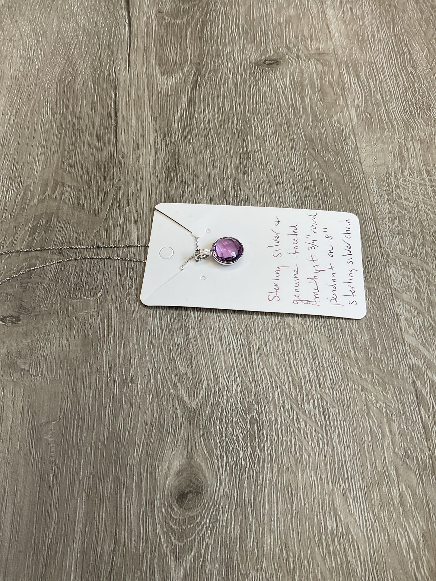 Sterling Silver Necklace new faceted amethyst pendant