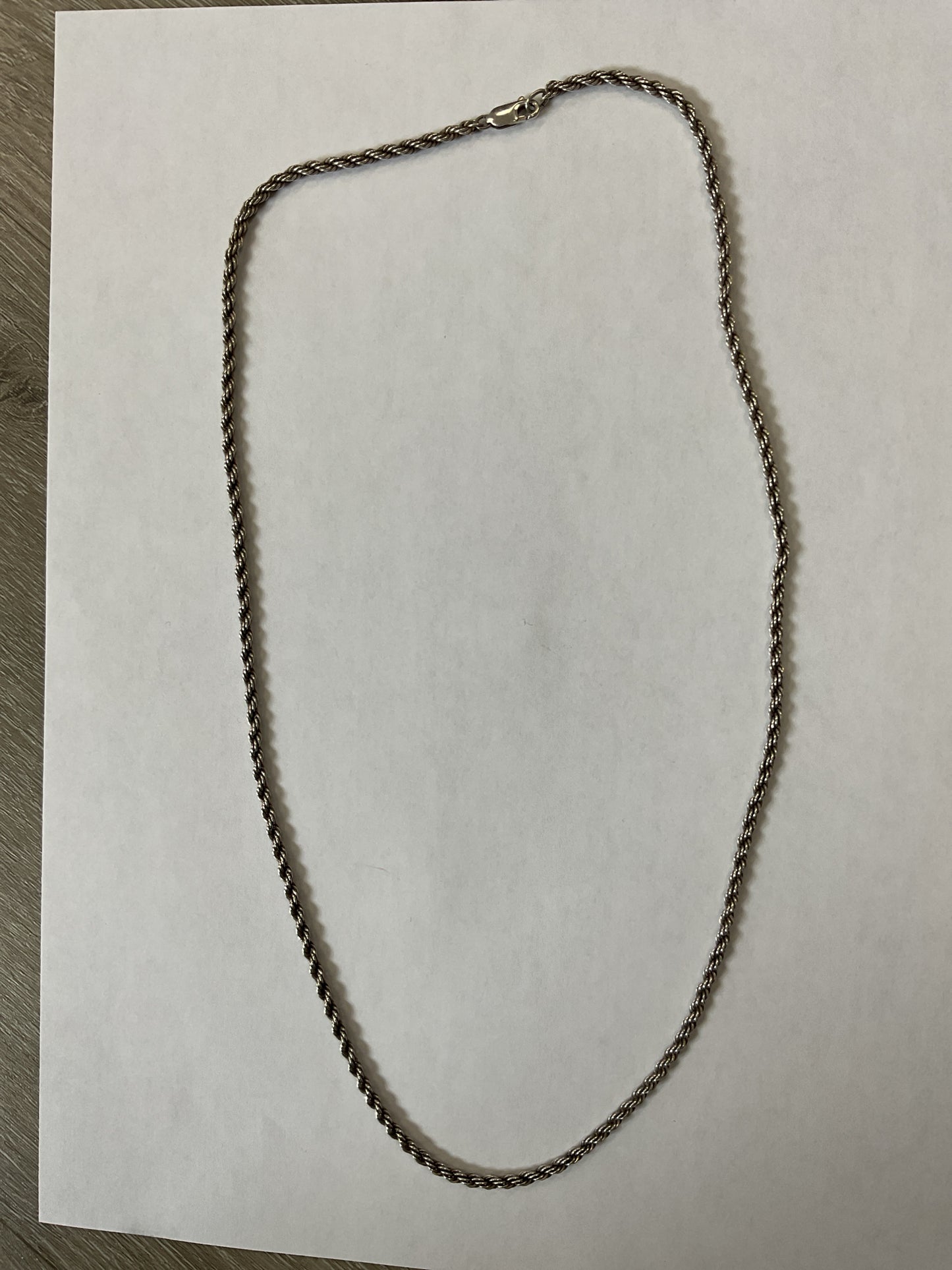 925 Sterling Necklace heavy 17g rope chain 22"