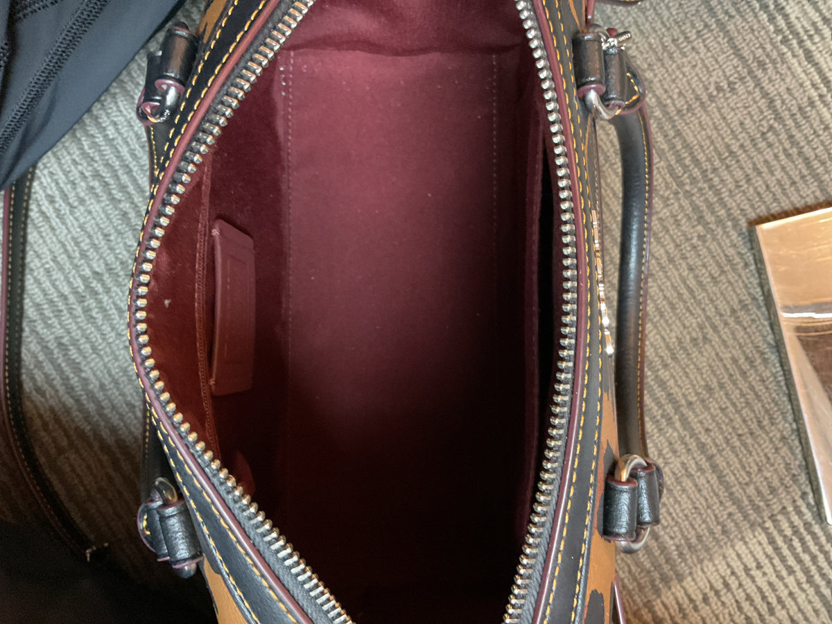 coach Purse CC758 Rowan Satchel In Signature Canvas & Leather With Leopard Print