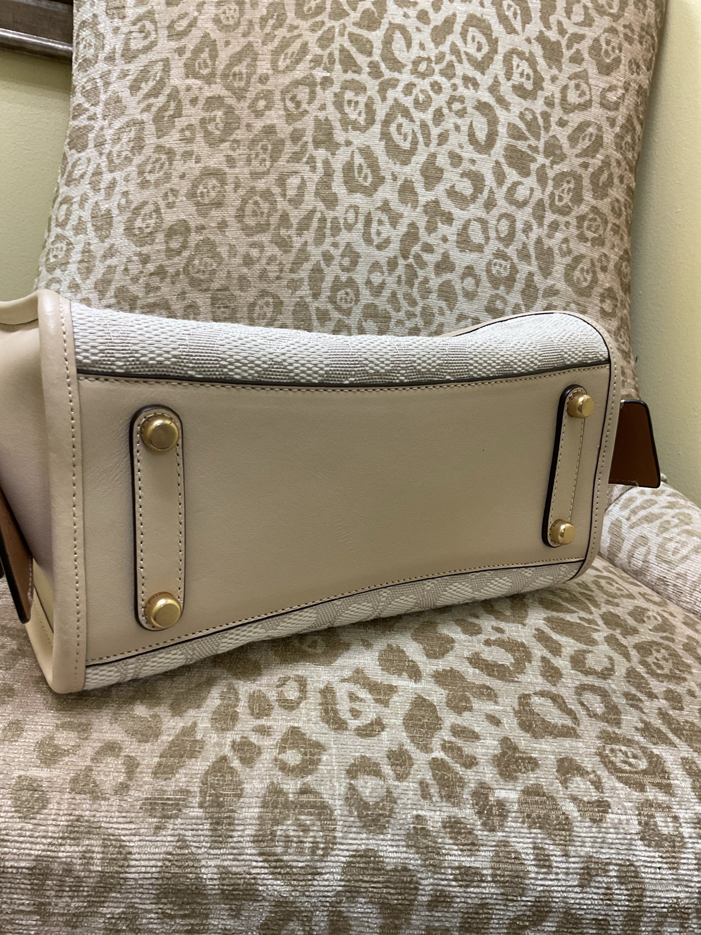 coach Purse Rogue 25 1941 3way bag signature jacquard leather beige CA302